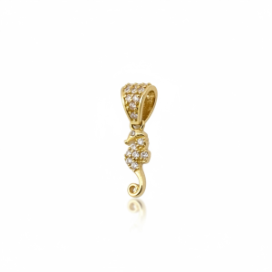10K Gold Dainty Seahorse Pendant with Cubic Zirconia