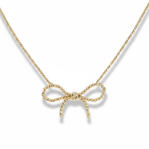 10K Gold Twisted Rope Bow Necklace – 16 in