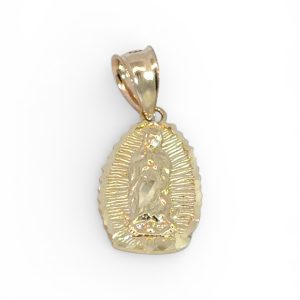 10K Gold Virgen de Guadalupe Oval Medal Pendant (Our Lady of Guadalupe) – Small
