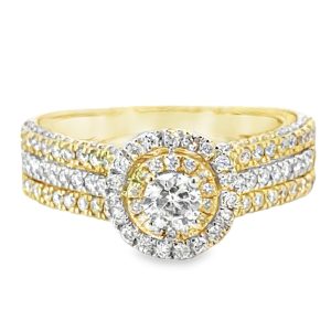 14K Gold 1.12 ctw Round Diamond Double Halo Engagement Ring – Size 7