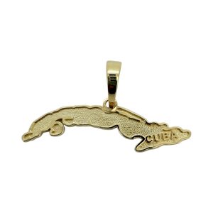 14K Solid Gold Cuba Map Pendant