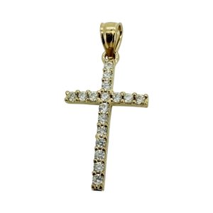 10K Gold CZ Cross Pendant
