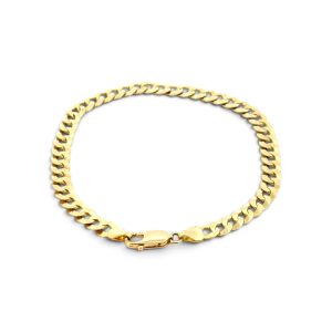 B10K Solid Gold Doble Filo Double Edge Cuban Bracelet - 7.5 in, 5.7 mm