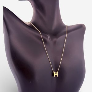 10K Gold Initial Letter H Necklace – 18 in