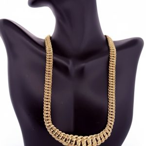 10K Gold Graduated Double Curb Choker Necklace – 18 in
