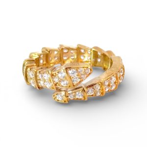 10K Gold Pavé Snake Wrap Ring with Cubic Zirconia – Size 6 – 3.5 g