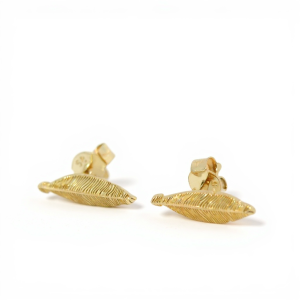 14K Gold Feather Stud Earrings