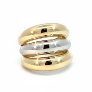 10K Two-Tone Gold Triple Dome Stack Ring – Size 7