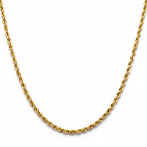 10K Gold Hollow Rope Chain (Torzal) – 20 in, 3.4 mm