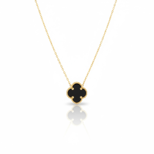 14K Gold Black Clover Necklace – 16 in
