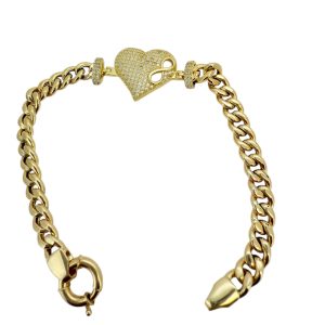10K Gold Cuban Link Heart Infinity Bracelet – 7.5 in