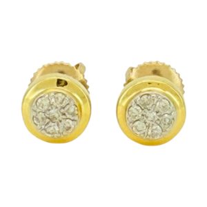 14K Gold 0.16 ctw Diamond Cluster Bezel Stud Earrings