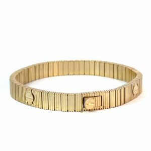 10K Gold Ribbed Screw Motif Bracelet – 6.5 in – 13.1 g