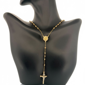 14K Gold Rosary Necklace with Crucifix - 24 in - 6.8 g