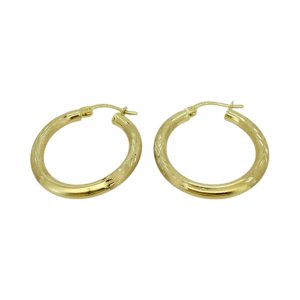 10K Gold Diamond-Cut Hoop Earrings