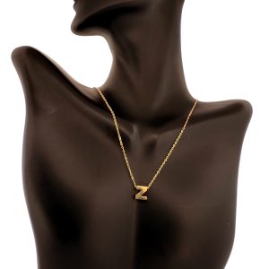 14K Gold Initial Letter Z Necklace – 18 in