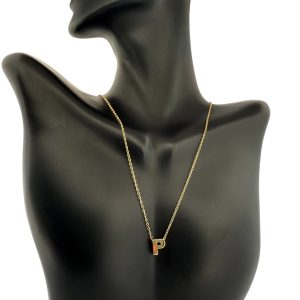10K Gold Initial Letter P Necklace – 18 in