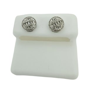 14K White Gold 0.48 ctw Round Diamond Cluster Stud Earrings