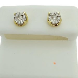 14K Gold 0.26 ctw Round Diamond Cluster Stud Earrings
