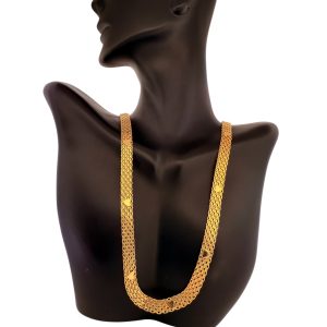 14K Gold Bismarck Chain Necklace with Heart Accents – 20 in