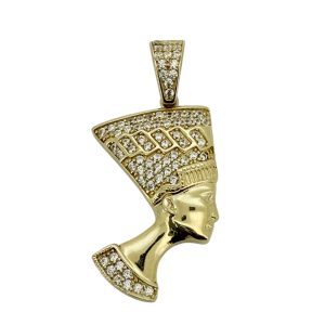 10K Gold CZ Nefertiti Pendant