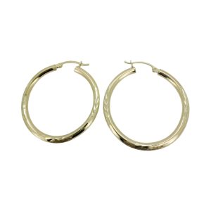 10K Gold Diamond-Cut Hoop Earrings