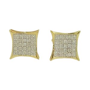 10K Gold 0.13 ctw Diamond Pavé Kite Square Stud Earrings