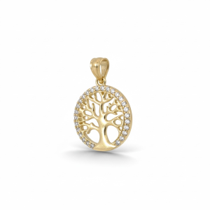10K Gold Tree of Life Pendant with Cubic Zirconia – 1.5 g