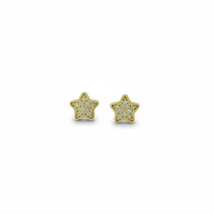 10K Gold CZ Star Stud Earrings