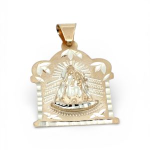 10K Solid Gold Virgen de la Caridad del Cobre Shrine Pendant – Diamond-Cut
