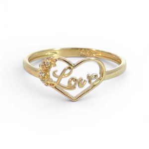14K Gold "Love" Open Heart Ring – Size 7.5