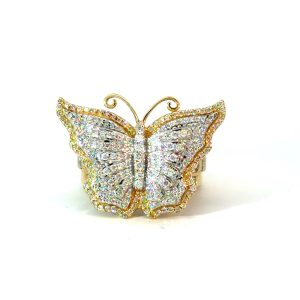 14K Gold 1.24 ctw Diamond Butterfly Statement Ring – Size 7.5