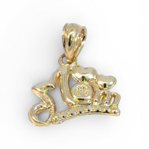 10K Gold "#1 Mom" Pendant with Hearts – Small