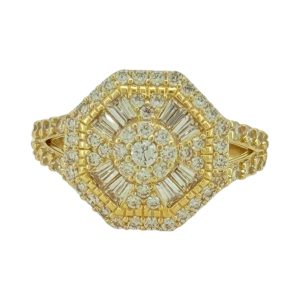 10K Gold Octagon CZ Cluster Ring – Size 7